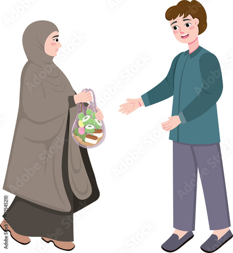 People Sharing Iftar Packages in Public