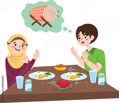 Muslim Kids Having Iftar Together During Ramadan