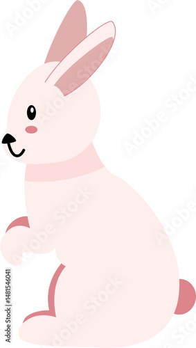 Blush Pink Rabbit: Simple Illustration of a Standing Bunny with Soft Colors and a Sweet Expression.