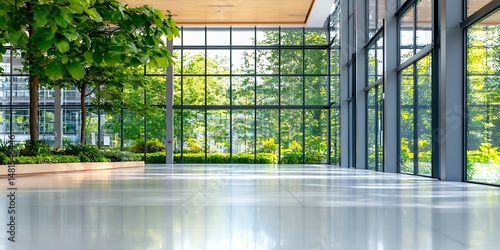 Modern Interior with Large Windows and Greenery