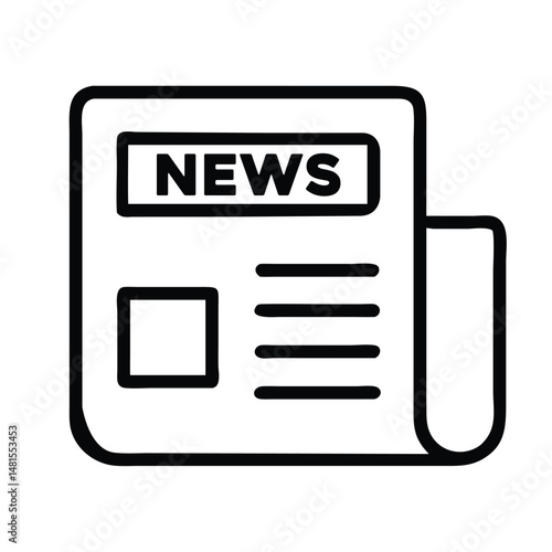 Folded Newspaper Icon – Press and Journalism Symbol
