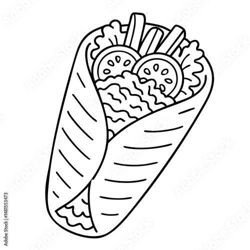 Greek Gyro – Mediterranean Street Food Vector Illustration