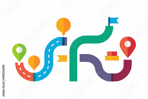 roadmap vector silhouette illustration isolated on white background