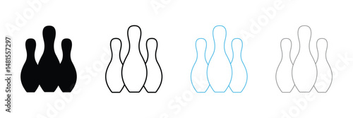 Bowling pins icon in outline style vector illustration for design and web isolated on white background. Bowling pins vector object for label and advertising . Vector Illustration . EPS 20 . 