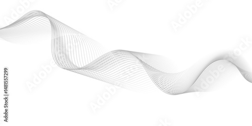 Abstract digital stylized black  and whit curved wavy line art element for design white Striped line texture background. Vector illustration.