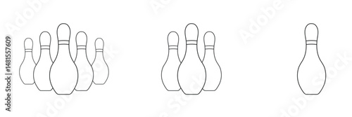 Bowling pins icon in outline style vector illustration for design and web isolated on white background. Bowling pins vector object for label and advertising . Vector Illustration . EPS 20 . 