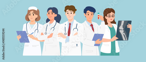 Medical Hospital Team Hospital Staff Vector – Doctors, Nurse, Radiologist and Medical Technologist