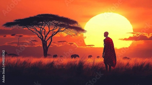 Majestic Acacia Trees Framing the African Savannah 