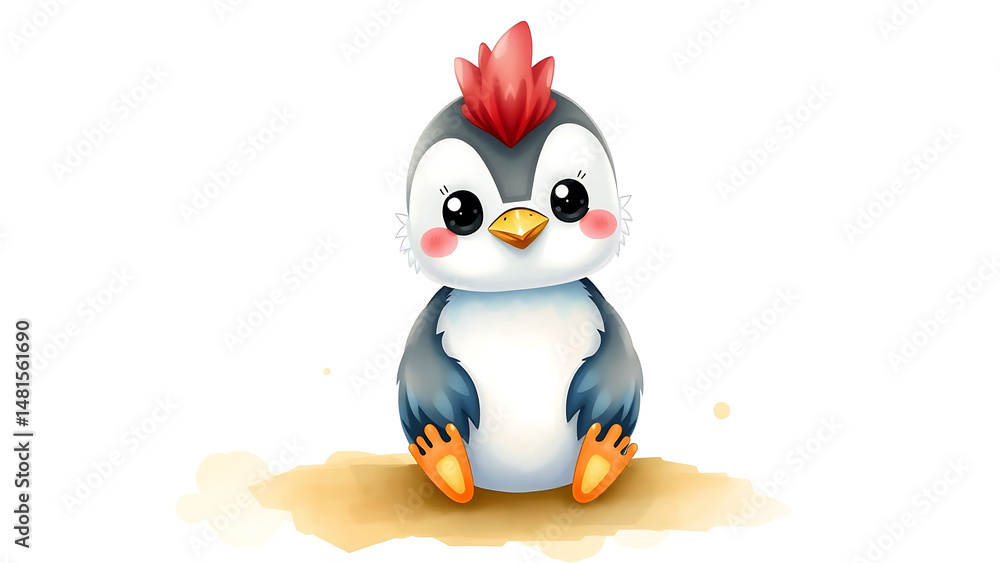Cute Watercolor Illustration of Fluffy Kid Loon Doll Adorable Soft Toy with Watercolor Background Cute Watercolor Illustration of Fluffy Kid Loon Doll Adorable Soft Toy with Watercolor Background