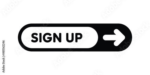 Sign Up Button Icon – Vector UI Element with Arrow Symbol