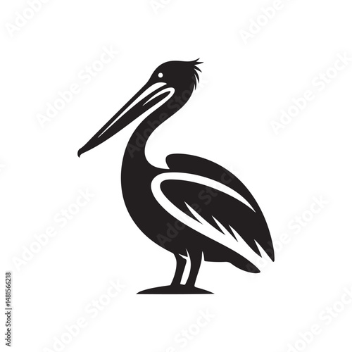 pelican vector silhouette clip art logo design illustration