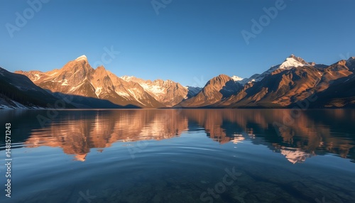 Wallpaper Mural Majestic mountain reflection scenic lake nature photography serene environment wide viewpoint tranquility concept for seo impact Torontodigital.ca