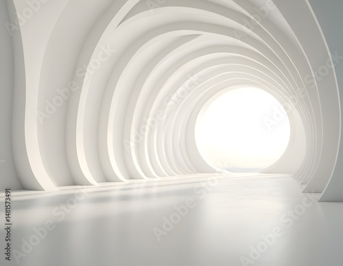 A gorgeous Abstract architecture background, futuristic white arched interior 3d render. a wallpaper.