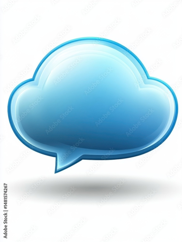 Shiny Blue Cloud Icon Floating on White Background Digital Illustration Cloud Computing Concept Shiny Blue Cloud Icon Floating on White Background Digital Illustration Cloud Computing Concept