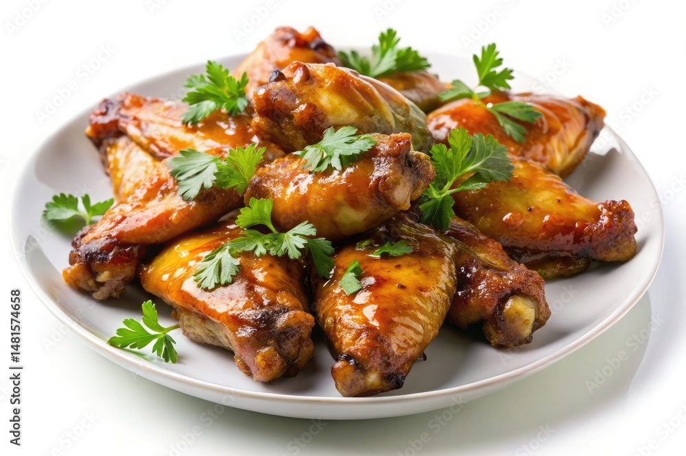 Fototapeta premium Delicious Glazed Chicken Wings Dish