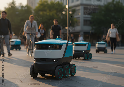 Wallpaper Mural Autonomous delivery robots city street Torontodigital.ca