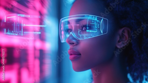A digital health assistant AI analyzing patient vitals through an augmented reality screen