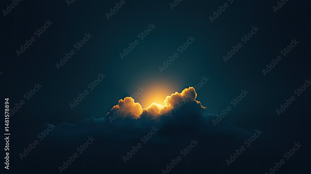 Fototapeta premium A dramatic sunset or sunrise shining through impressive clouds