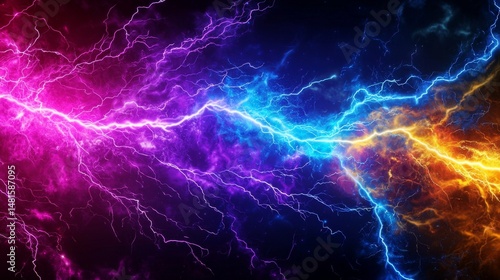 Vivid Illustration of Colorful Lightning Bolts