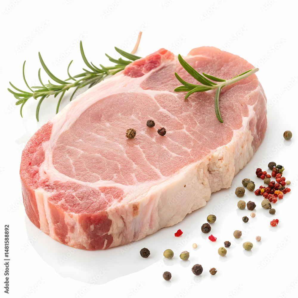 Fototapeta premium raw pork cutlet on white background