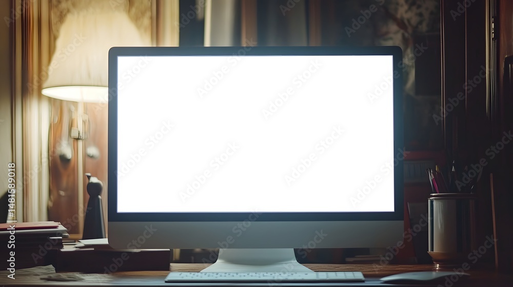 Fototapeta premium Empty display screen on a vintage desktop computer.