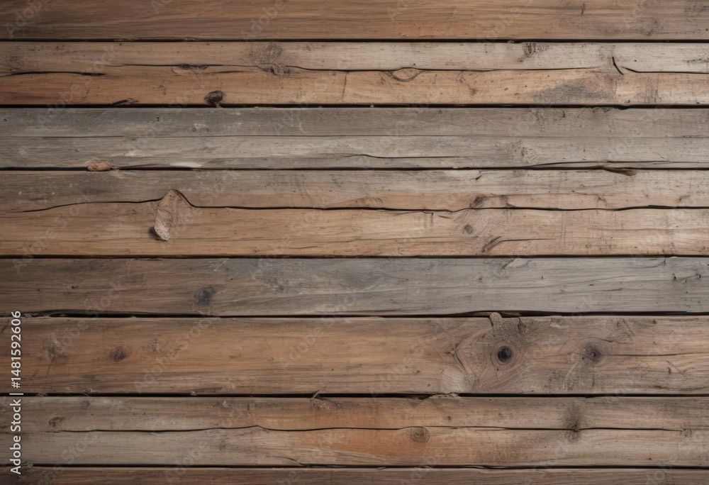 Naklejka premium Distressed wood plank overlay; horizontal grain, faded paint, cracks, scratches, weathered, vintage texture, paint, wood grain, photo overlay