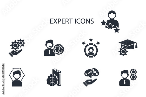 expert icon set.vector.Editable stroke.linear style sign for use web design,logo.Symbol illustration.