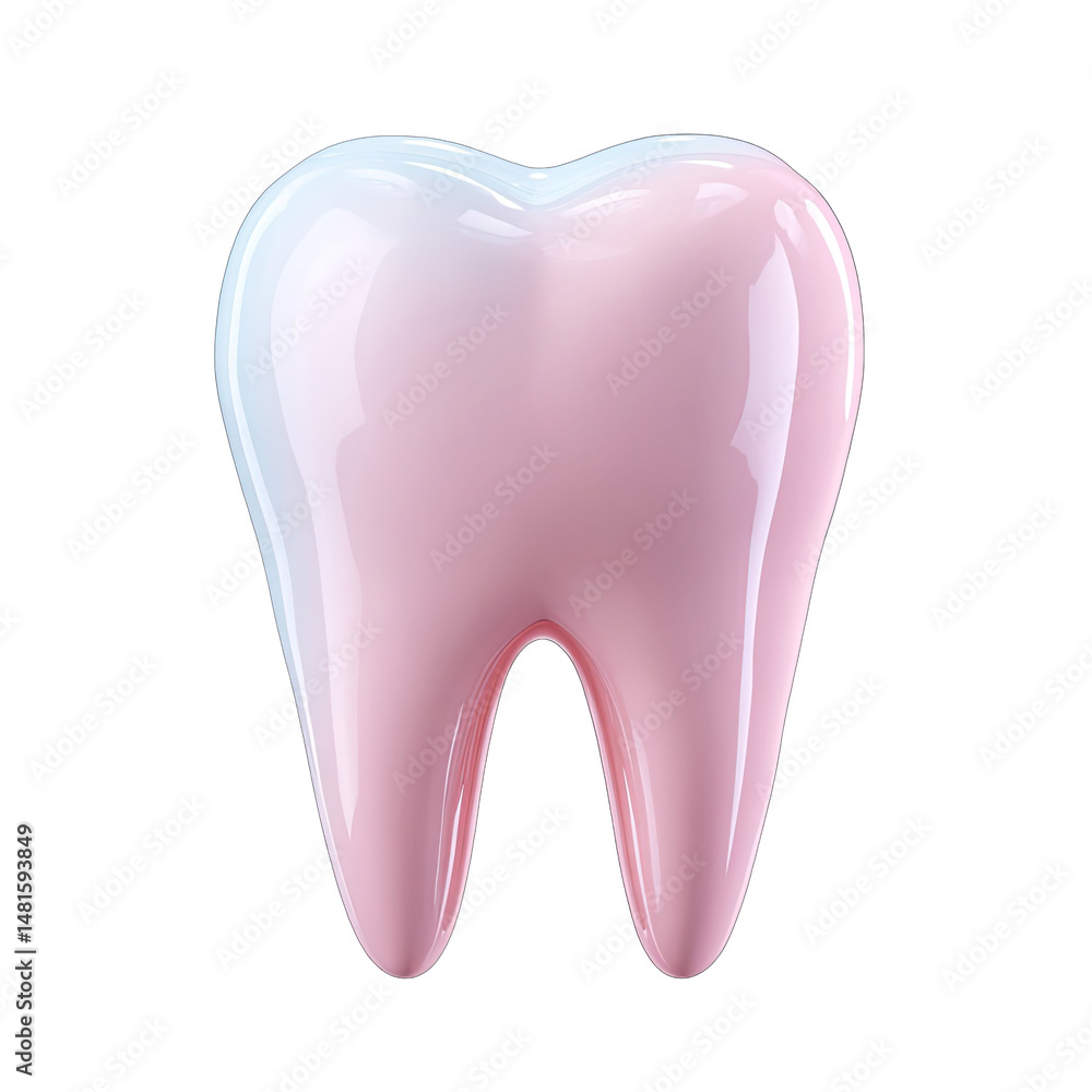 Pink and White Glossy Tooth 3D Render on Transparent Background Pink and White Glossy Tooth 3D Render on Transparent Background