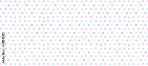 パステルカラーの手書きのドットのシームレスパターン