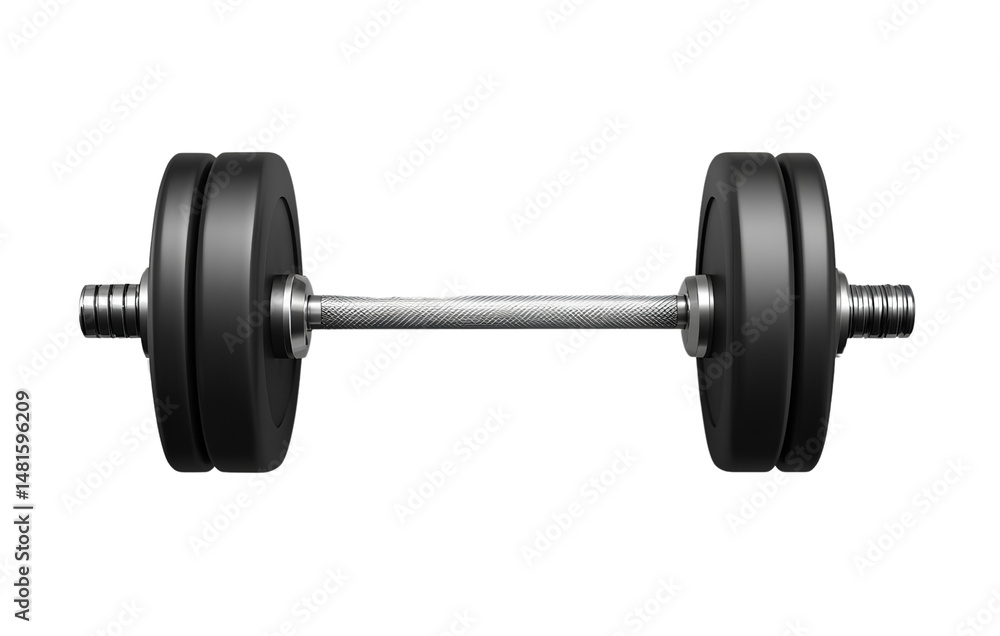 Black metal dumbbell isolated on a transparent background Black metal dumbbell isolated on a transparent background