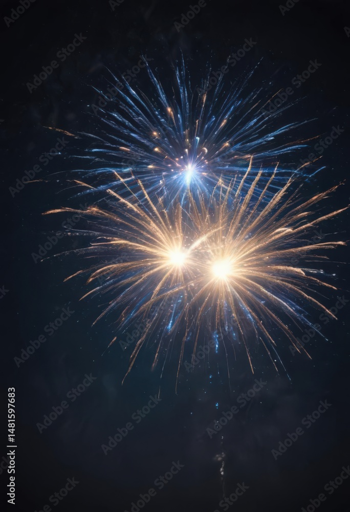Isolated blue fireworks burst against a night sky, stars visible , isolated background, energy, blue Isolated blue fireworks burst against a night sky, stars visible , isolated background, energy, blue
