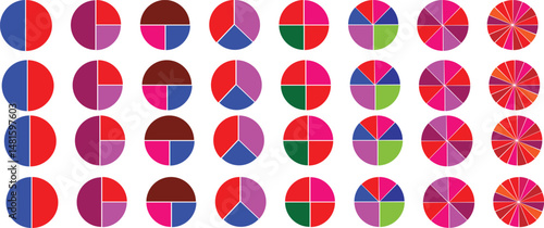 Circle diagram pie chart infographic design Flat process cycle Progress sectors business elements and statistics with numbers Colorful diagram collection with 1 to 12  13 14 Infographic Elements