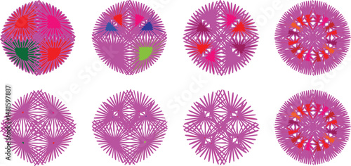set of colorful easter eggs vector Circle graph icon set. Circle divided diagram set. Graph icon pie shape section chart. 5, 6, 7, 8, 9,10,11 graph icon pie shape section chart. Segment circle round 