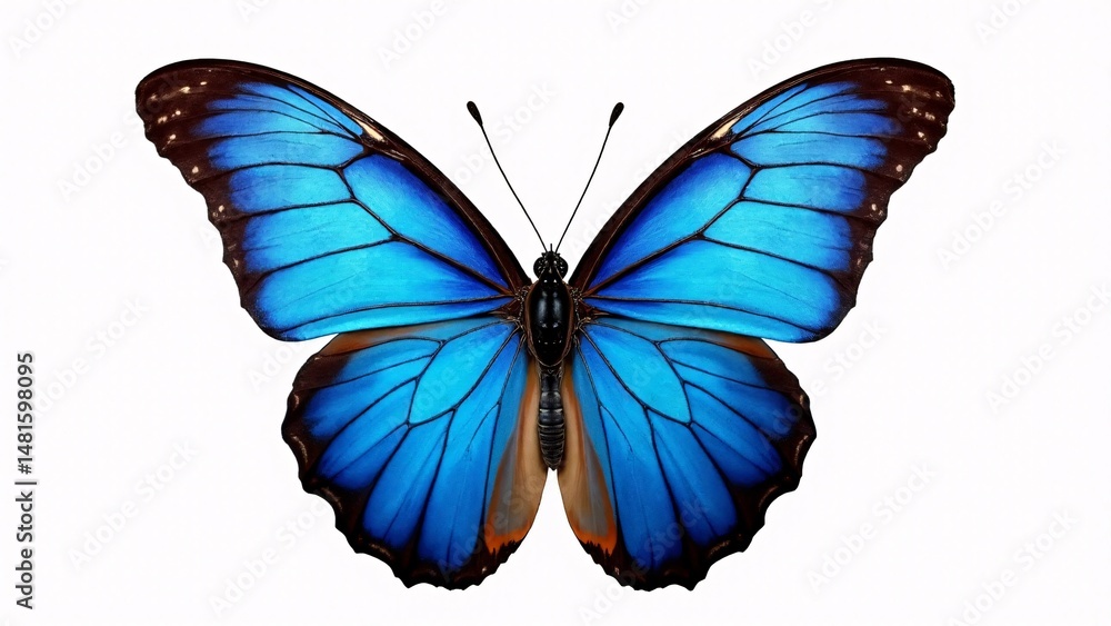 Fototapeta premium Beautiful Blue Morpho Butterfly Isolated On White