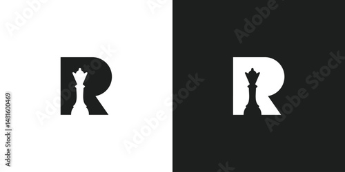 Letter R Queen Chess Logo Design