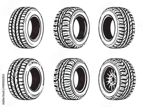 Fresh New Tire Line Drawing