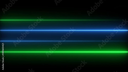 Glowing neon lines animation on isolated black background.