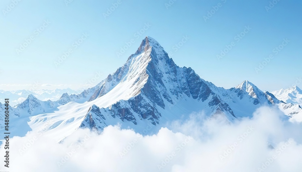 Fototapeta premium Snow-covered mountain peak, pristine white expanse, scenic, wallpaper