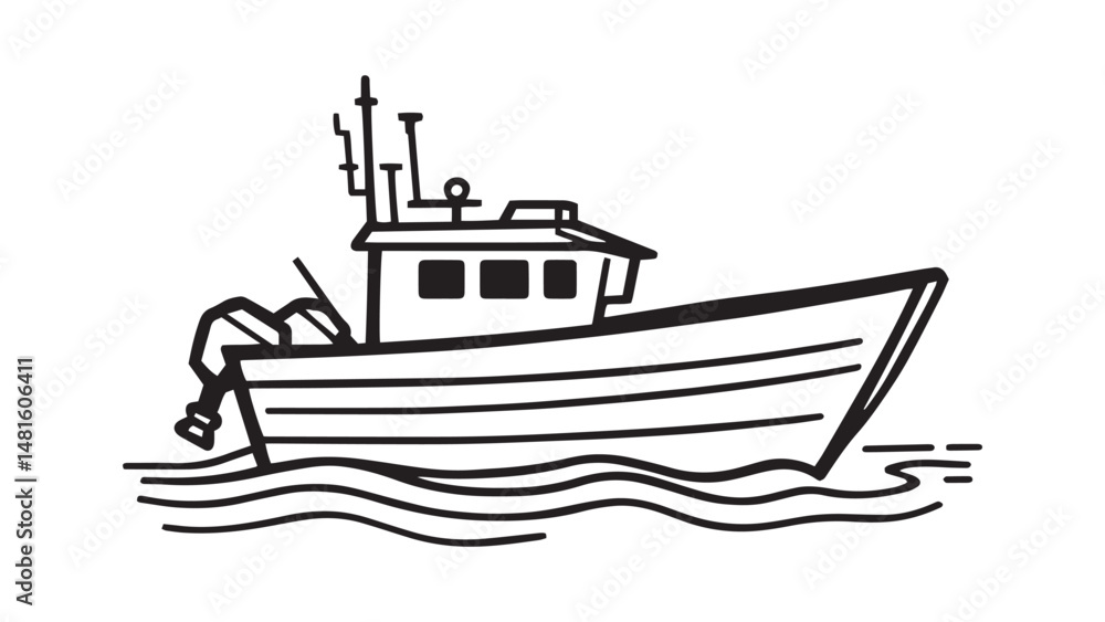 Obraz premium Boat line art illustration 