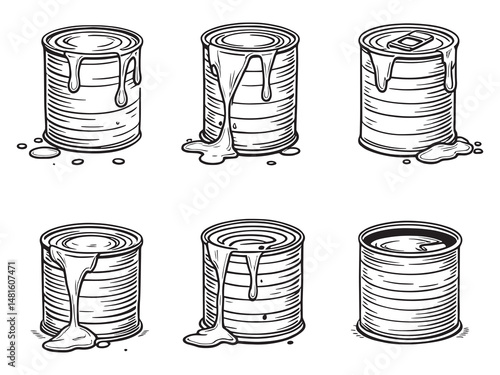 Open Tin Can Line Art
