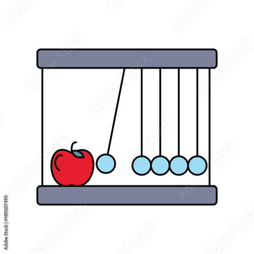 newtons cradle lineal color line icon with white background vector stock illustration