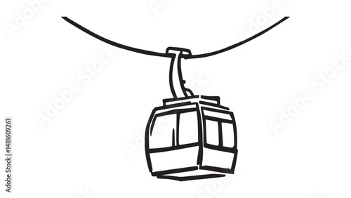 Cable Car line art illustration 