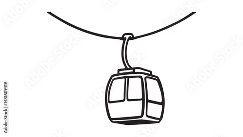 Cable Car line art illustration 