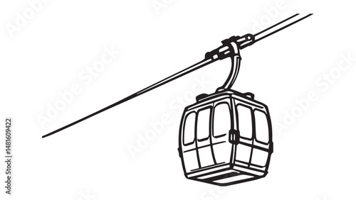 Cable Car line art illustration 