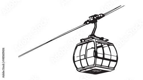 Cable Car line art illustration 