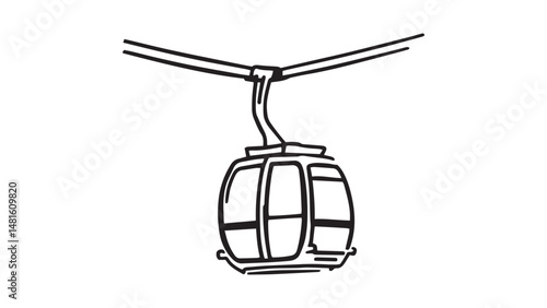Cable Car line art illustration 