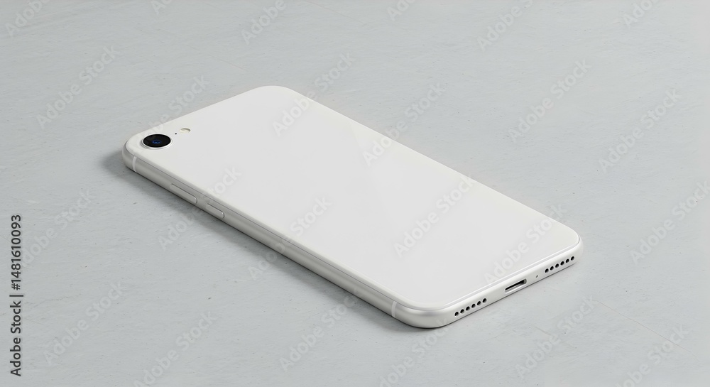 White smartphone laying flat on concrete background for product branding White smartphone laying flat on concrete background for product branding