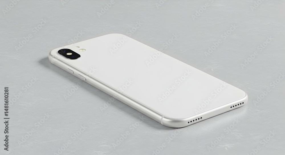 White smartphone flat lay on gray cement surface for modern product showcase White smartphone flat lay on gray cement surface for modern product showcase