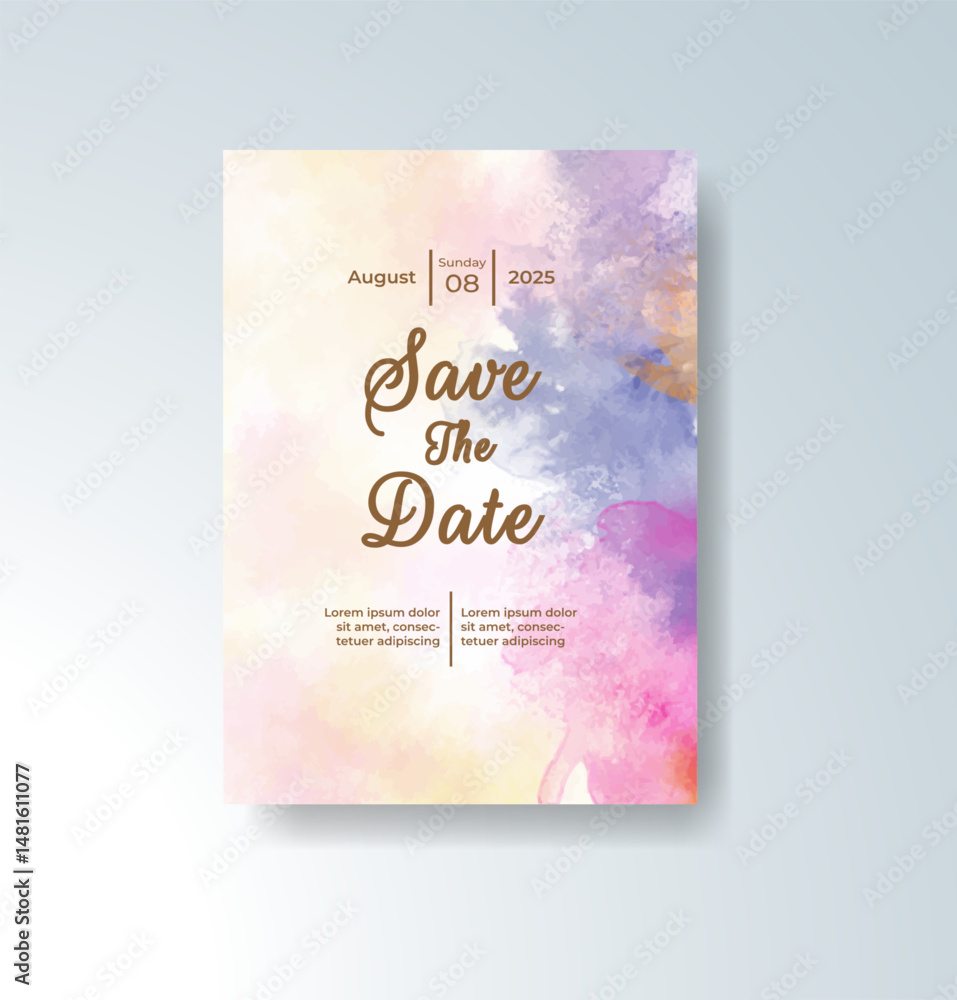 Wedding invitation with abstract watercolor background Wedding invitation with abstract watercolor background