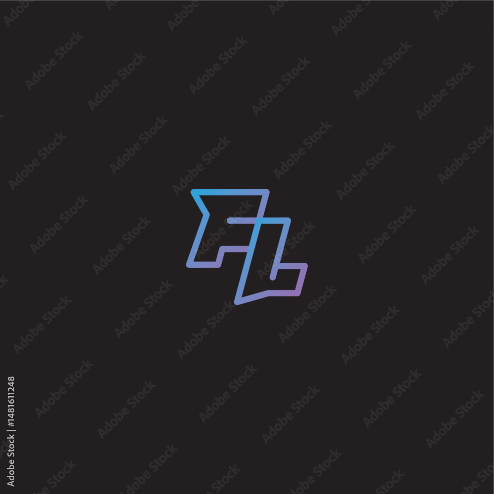 Obraz premium dinamyc line gaming concept FL amazing esport style monogram logo design letter
